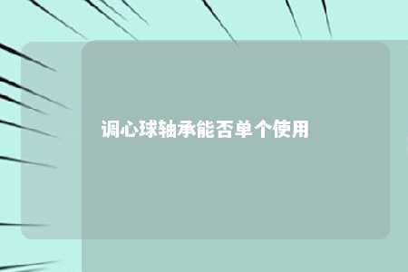 调心球轴承能否单个使用 
