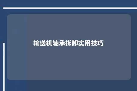 输送机轴承拆卸实用技巧 