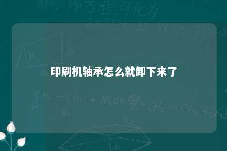 印刷机轴承怎么就卸下来了 